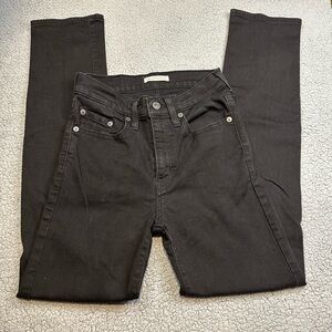 Levi’s 724 High Rise Straight Jeans Women’s Size 27 Black Denim